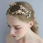 Gold Leaves Vintage Pearl Headpiece - Wedding Hair piece for brides