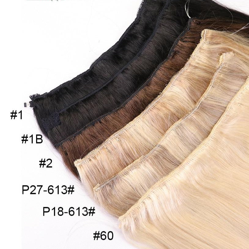 100% Human Hair One Piece Invisible Wire Hair Extensions