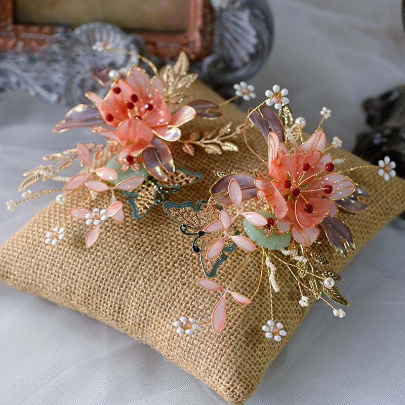 Romantic Floral & Leaf Wedding Hair Accessory - Hair Flower for Bride