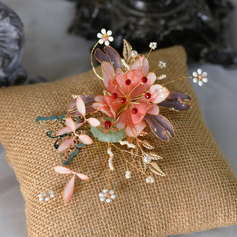 Romantic Floral & Leaf Wedding Hair Accessory - Hair Flower for Bride