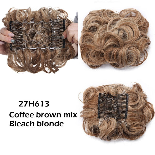 Large Synthetic Clip In Curly Hair Bun for Chignons & Updos
