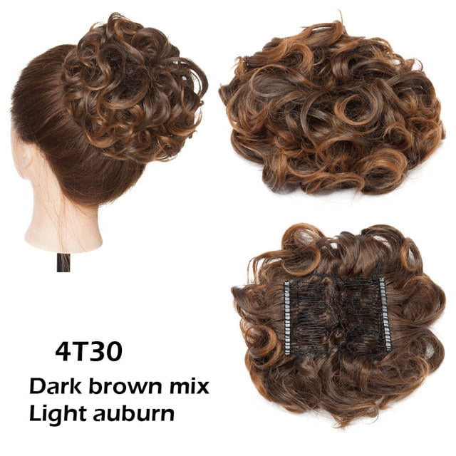 Large Synthetic Clip In Curly Hair Bun for Chignons & Updos