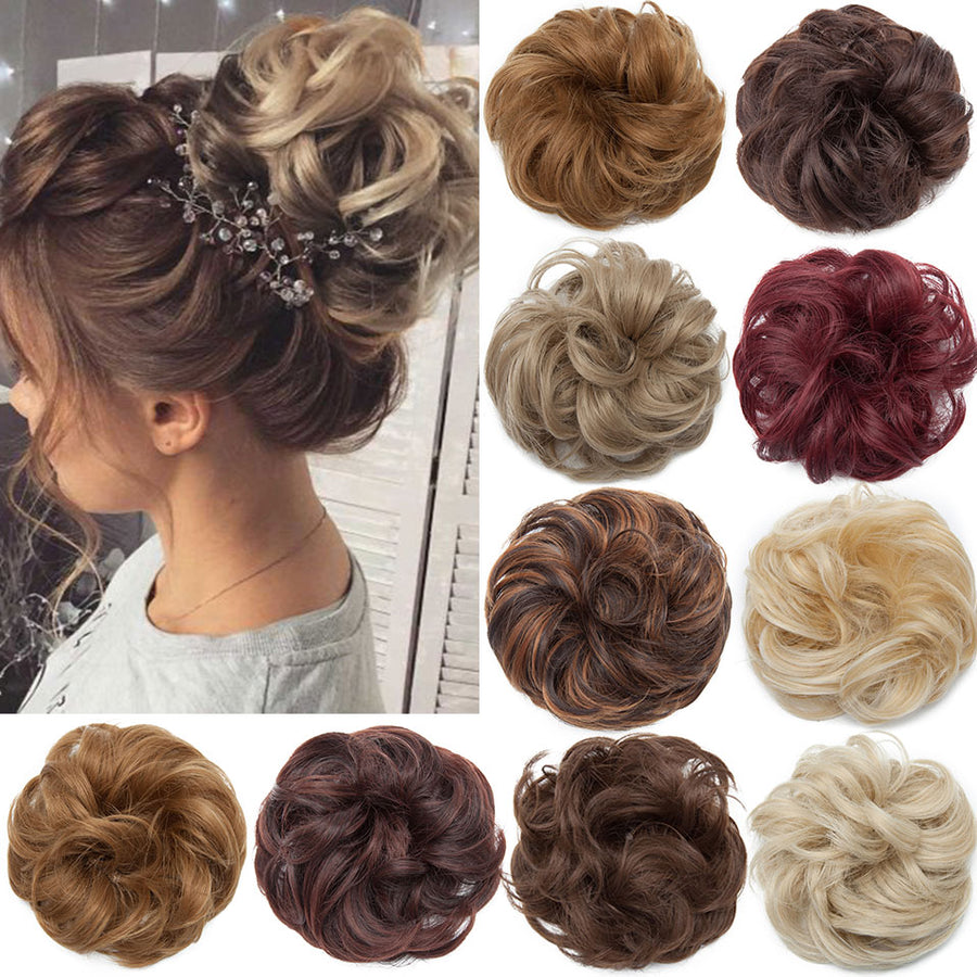 Synthetic Wrap on Curly Hair Bun for Chignons & Updos 