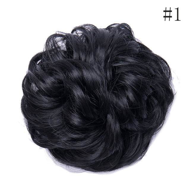 Synthetic Wrap on Curly Hair Bun for Chignons & Updos 