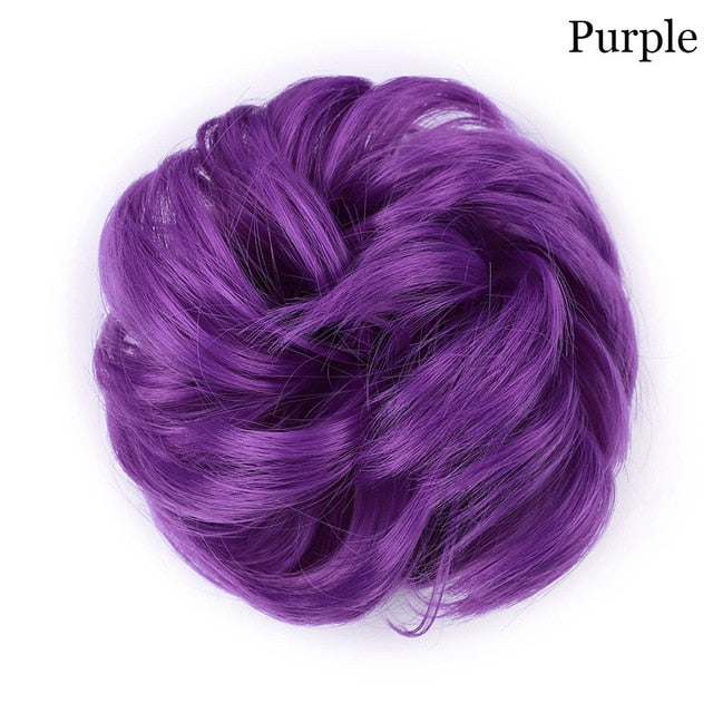 Synthetic Wrap on Curly Hair Bun for Chignons & Updos purple colour