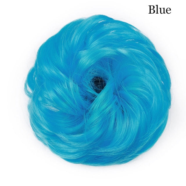 Synthetic Wrap on Curly Hair Bun for Chignons & Updos blue colour 