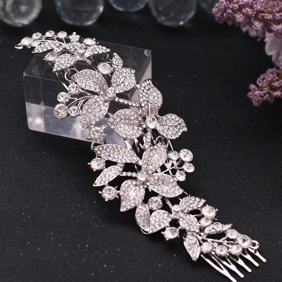 silver floral comb hair pieces for wedding