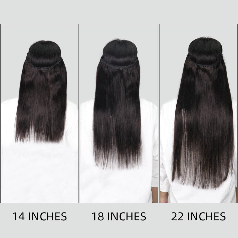 100% Human Hair One Piece Invisible Wire Hair Extensions