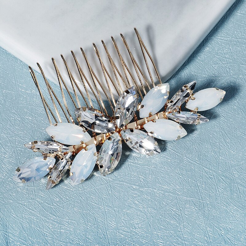 Gold Opal Crystal Bridal Hair Comb - Bridal Accessories for Hair