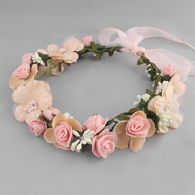 Flower Girl Bohemian Crown Hairpiece pink