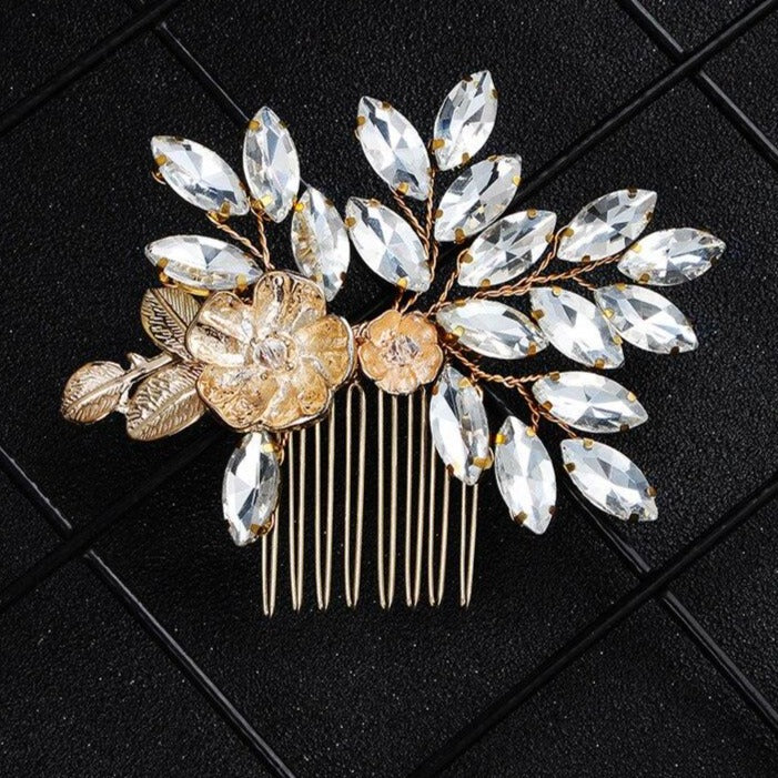 Gold Crystal Comb Wedding Hair Accessories | Hair pieces for Weddings